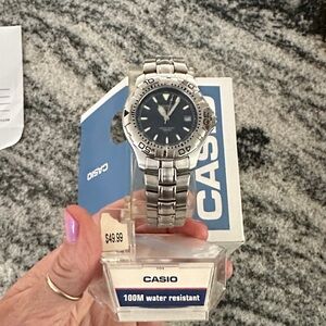 NWT • Casio • 100M water resistant silver watch